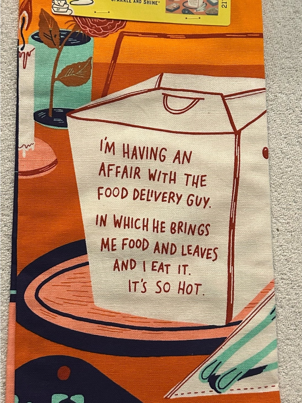 Blue Q Orange and Cream Food Delivery Funny Kitchen Towel
